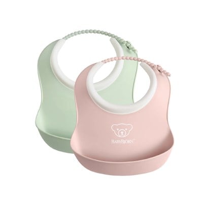 BabyBjörn 2´li Mini Yumuşak Plastik Mama Önlüğü Powder Green / Pink