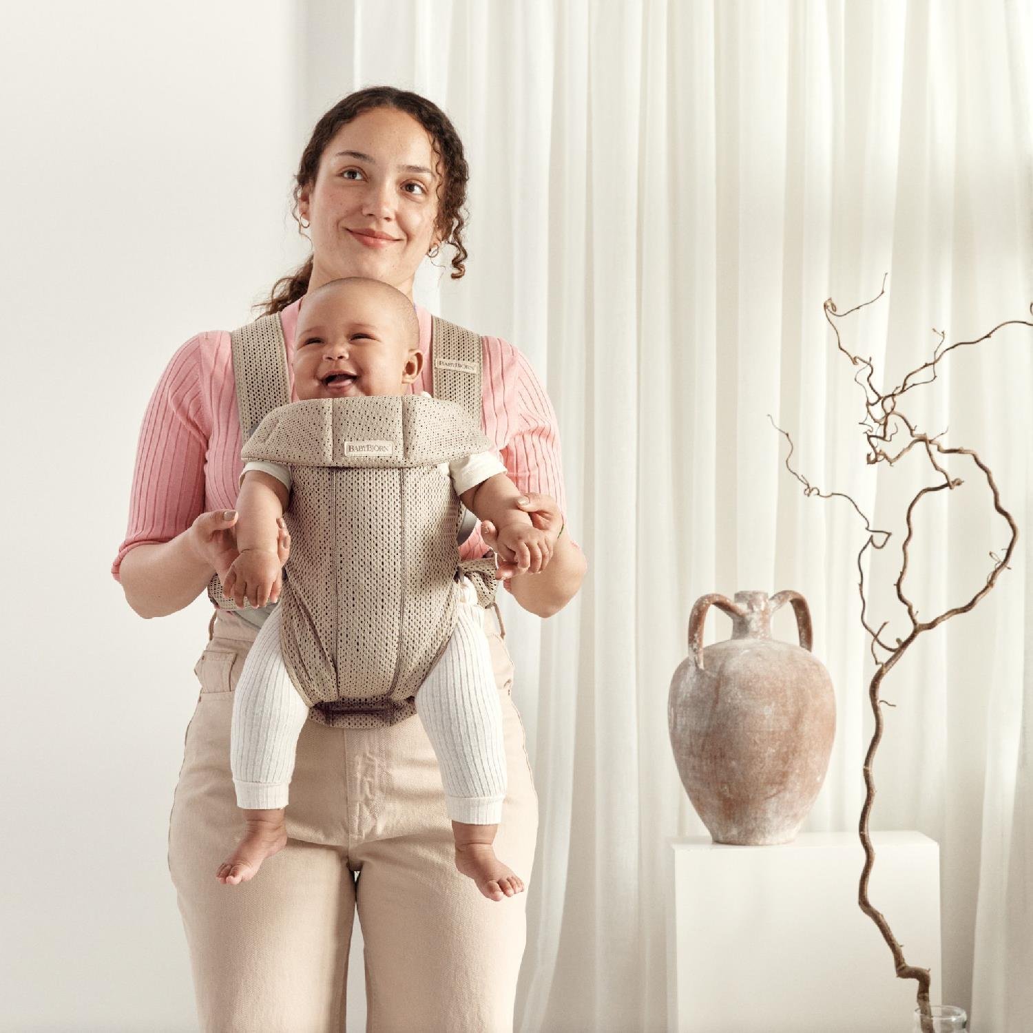 BabyBjörn Bliss Ana Kucağı Mesh  & Kanguru Mini 3D Mesh Yenidoğan Seti / Grey Beige