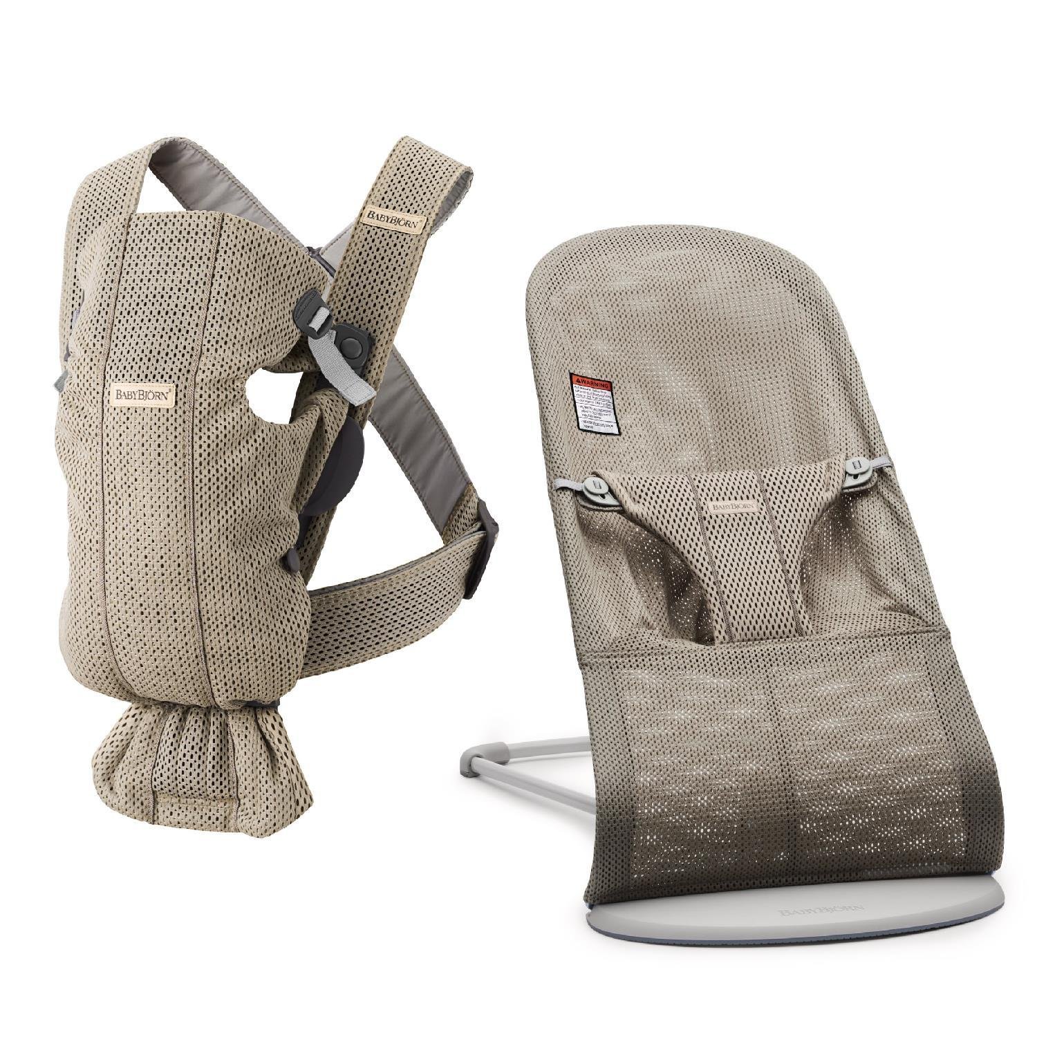 BabyBjörn Bliss Ana Kucağı Mesh  & Kanguru Mini 3D Mesh Yenidoğan Seti / Grey Beige