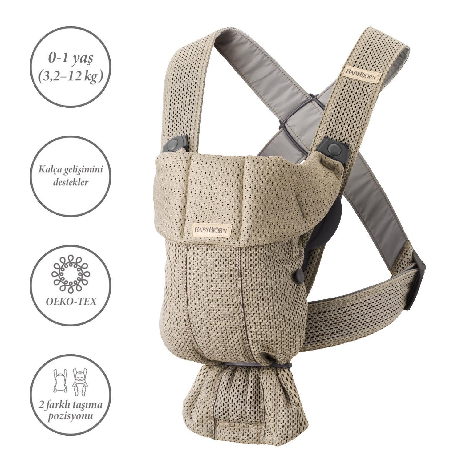 BabyBjörn Bliss Ana Kucağı Mesh  & Kanguru Mini 3D Mesh Yenidoğan Seti / Grey Beige