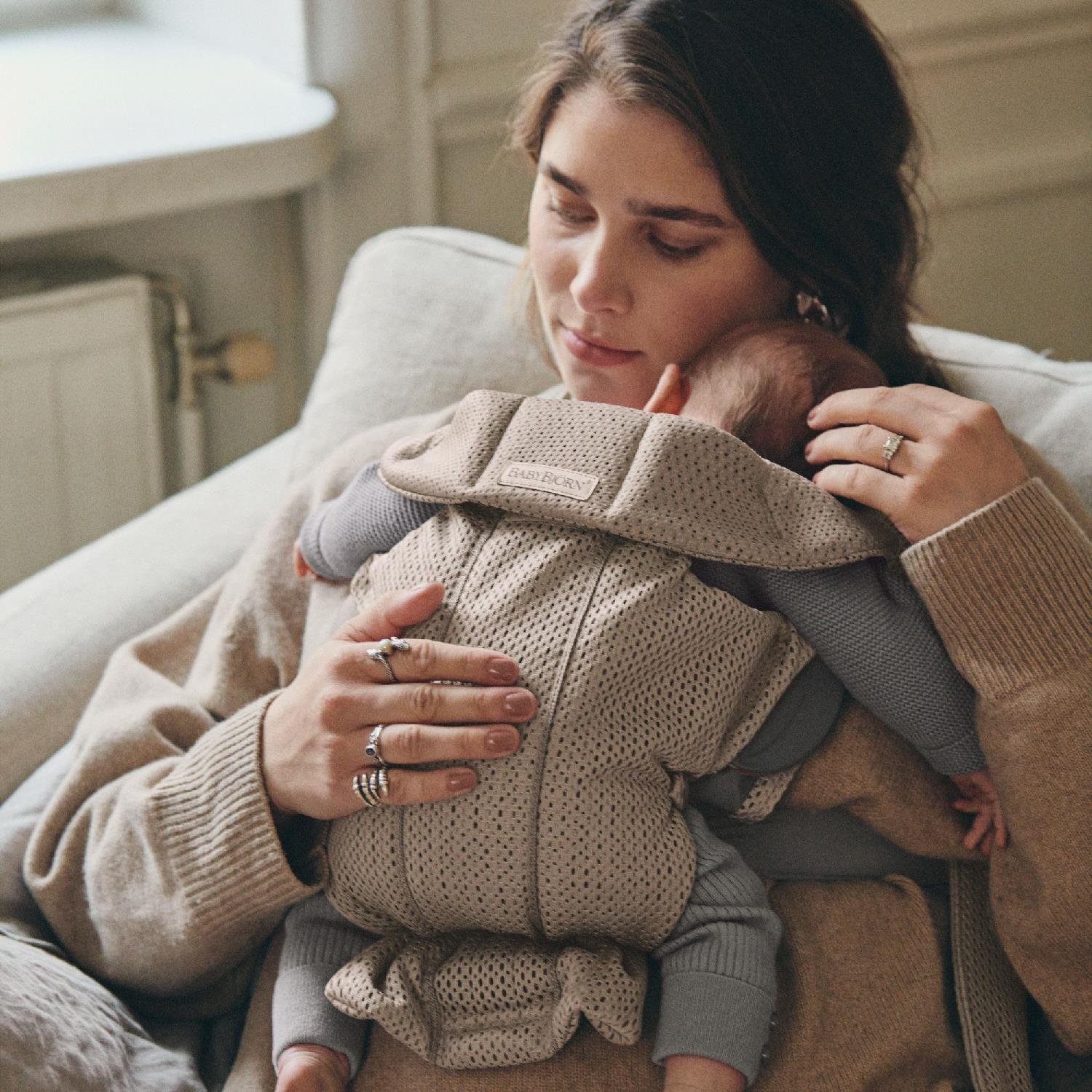 BabyBjörn Bliss Ana Kucağı Mesh  & Kanguru Mini 3D Mesh Yenidoğan Seti / Grey Beige