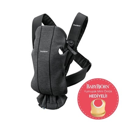 BabyBjörn Bliss Ana Kucağı Petal Cotton Oyuncaklı / Anthracite & Kanguru Mini 3D Cotton Jersey / Charcoal Grey