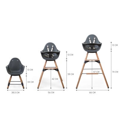 ChildHome Evolu 180° Mama Sandalyesi, Naturel / Antrasit + Ön tepsi Mama Sandalyeleri