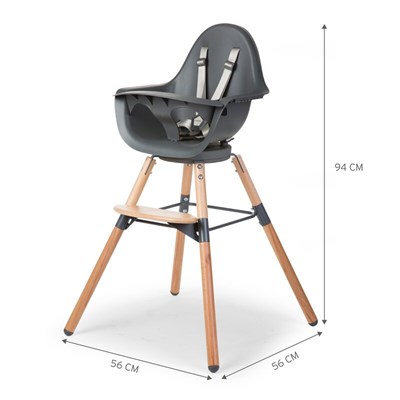 ChildHome Evolu 180° Mama Sandalyesi, Naturel / Antrasit + Ön tepsi Mama Sandalyeleri