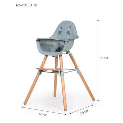 ChildHome Evolu 2 Mama Sandalyesi Mint + Ön tepsi ( Silikon Matlı)  Mama Sandalyeleri