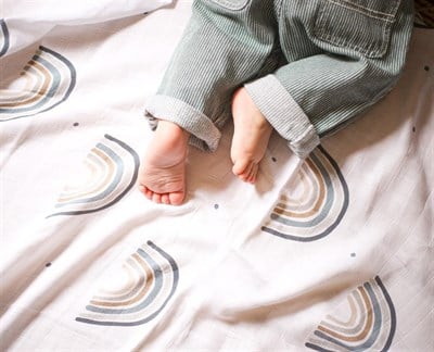 Çok Amaçlı Organik Müslin Örtü - %100 Pamuk- Rainbow - Blue  120X120 CM Tekstil Mama Yoyo Baby & Kids