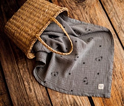Coolala Gray - Organik Bebek Battaniyesi // 4 Kat Müslin (Koala Gri) Tekstil Mama Yoyo Baby & Kids