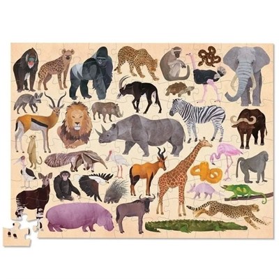 Crocodile Creek Crocodile Creek Puzzle 100 Parça,  Vahşi Hayvanlar Yap - Boz