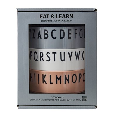 Design Letters Breakfast. Dinner. Lunch 3 Öğün Tritan Kase Seti, Pembe Beslenme