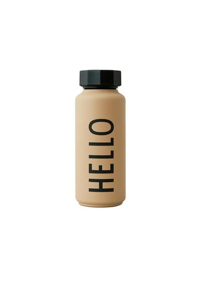 Design Letters Design Letters Trend Çelik Termos Şişe, Bej Hello Beslenme
