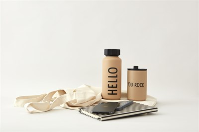 Design Letters Design Letters Trend Çelik Termos Şişe, Bej Hello Beslenme