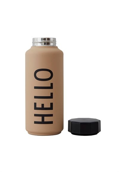 Design Letters Design Letters Trend Çelik Termos Şişe, Bej Hello Beslenme