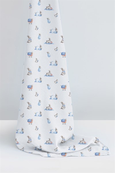 Deux  Lapins Bébé Lapin Müslin Bebek Örtü 100x100 Müslin