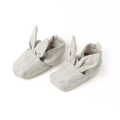 Deux  Lapins Cotton Grey Tavşan Kulaklı Müslin Bebek Patik 0-6 Ay Bebek Patik
