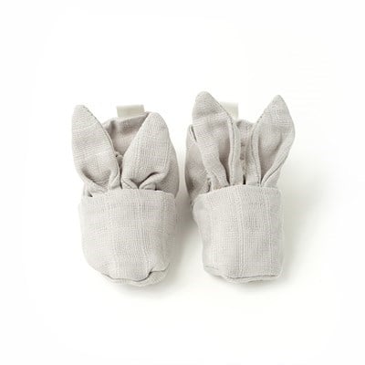 Deux  Lapins Cotton Grey Tavşan Kulaklı Müslin Bebek Patik 0-6 Ay Bebek Patik
