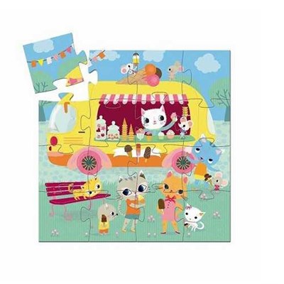 Djeco Djeco Dekoratif Puzzle 16 Parça- Ice Cream Truck Oyuncak