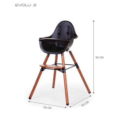 Evolu 2 Mama Sandalyesi Siyah Ceviz + Ön tepsi ( Silikon Matlı)  Mama Sandalyeleri ChildHome