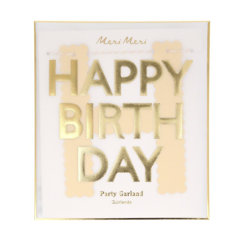 Meri Meri - Altın Varaklı Happy Birthday Asılan Süs