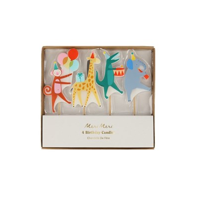 Meri Meri - Animal Parade Candles - Hayvan Geçit Töreni Mumlar - 4'lü