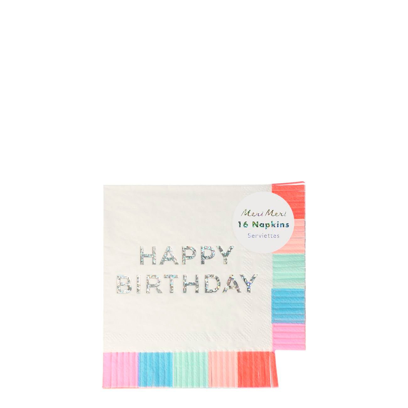 Meri Meri - Birthday Fringe Small Napkins - Happy Birthday Peçete - S - 16'lı