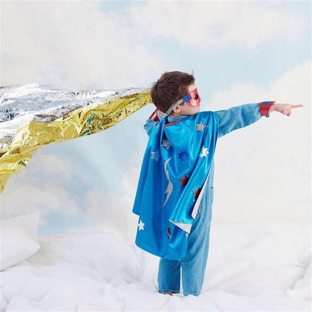 Meri Meri - Blue Superhero Cape Dress Up - Mavi Pelerinli Süper Kahraman Kostümü
