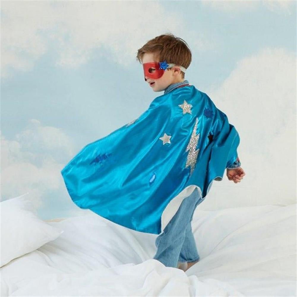Meri Meri - Blue Superhero Cape Dress Up - Mavi Pelerinli Süper Kahraman Kostümü