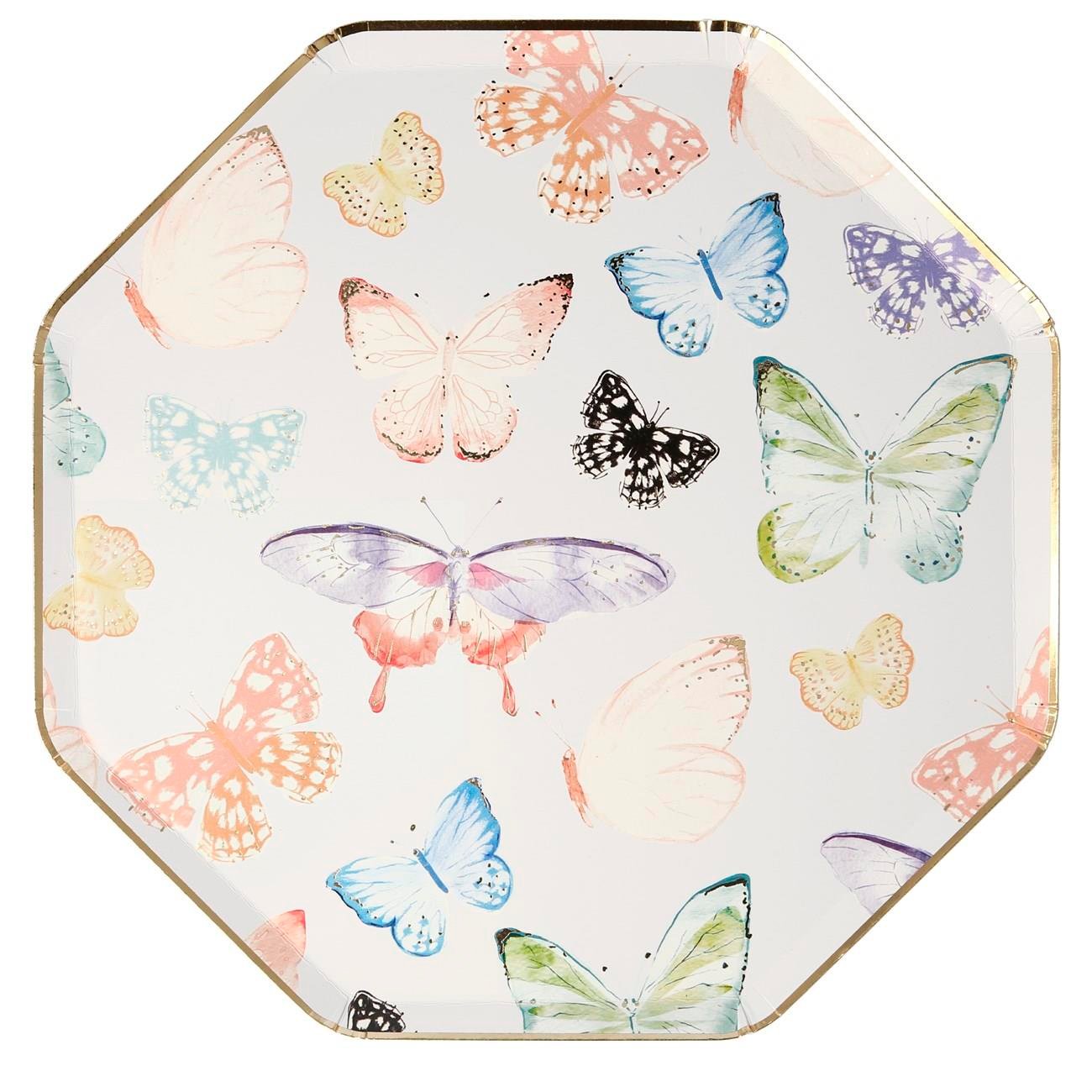 Meri Meri - Butterfly Plates - Kelebek Tabak - 8'li