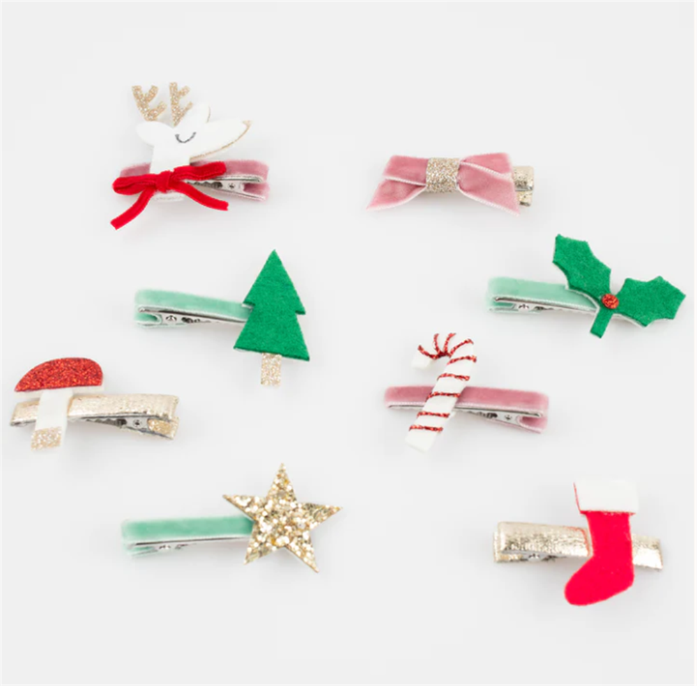 Meri Meri - Christmas Icon Hair Clips - Yeni Yıl Motifli Tokalar (8'li)