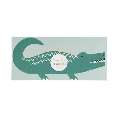 Meri Meri - Crocodile Napkins - Timsah Peçeteler - 16'lı