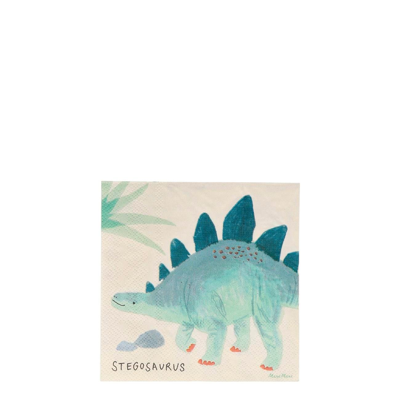 Meri Meri - Dinosaur Napkins - Dinozor Peçete - S - 16'lı