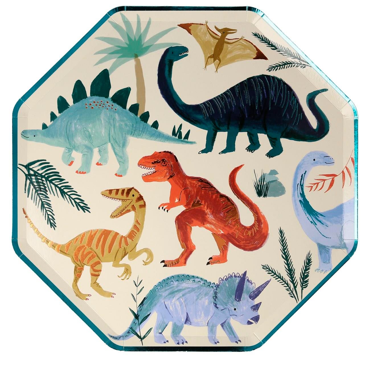 Meri Meri - Dinosaur Plates - Dinozor Tabak - 8'li