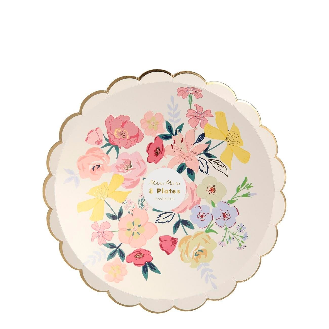 Meri Meri - English Garden Plates - English Garden Tabak - S - 8'li