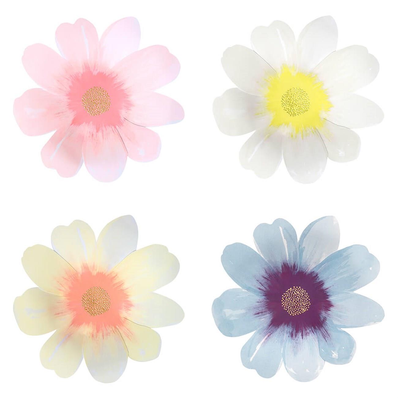 Meri Meri - Flower Garden Plates - Çiçek Bahçesi Tabaklar - L - 8'li