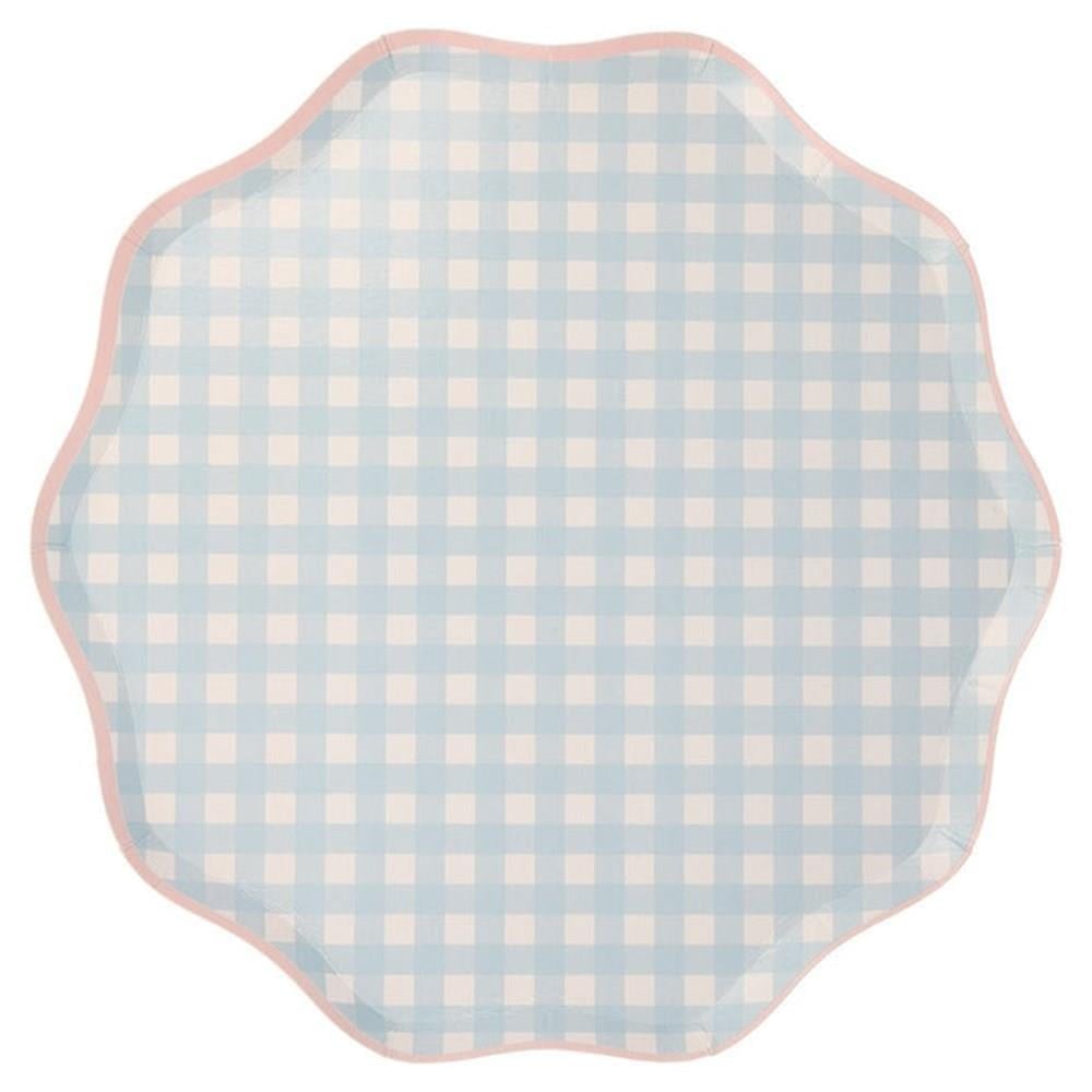 Meri Meri - Gingham Plates - Damalı Tabaklar - L - 12'li