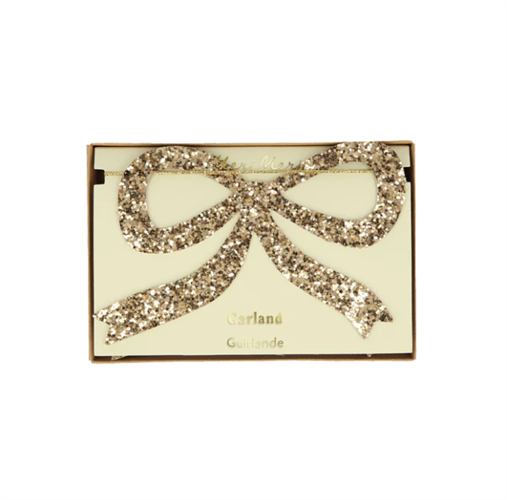 Meri Meri - Gold Glitter Bow Garland - Altın Parıltılı Kurdele Süs