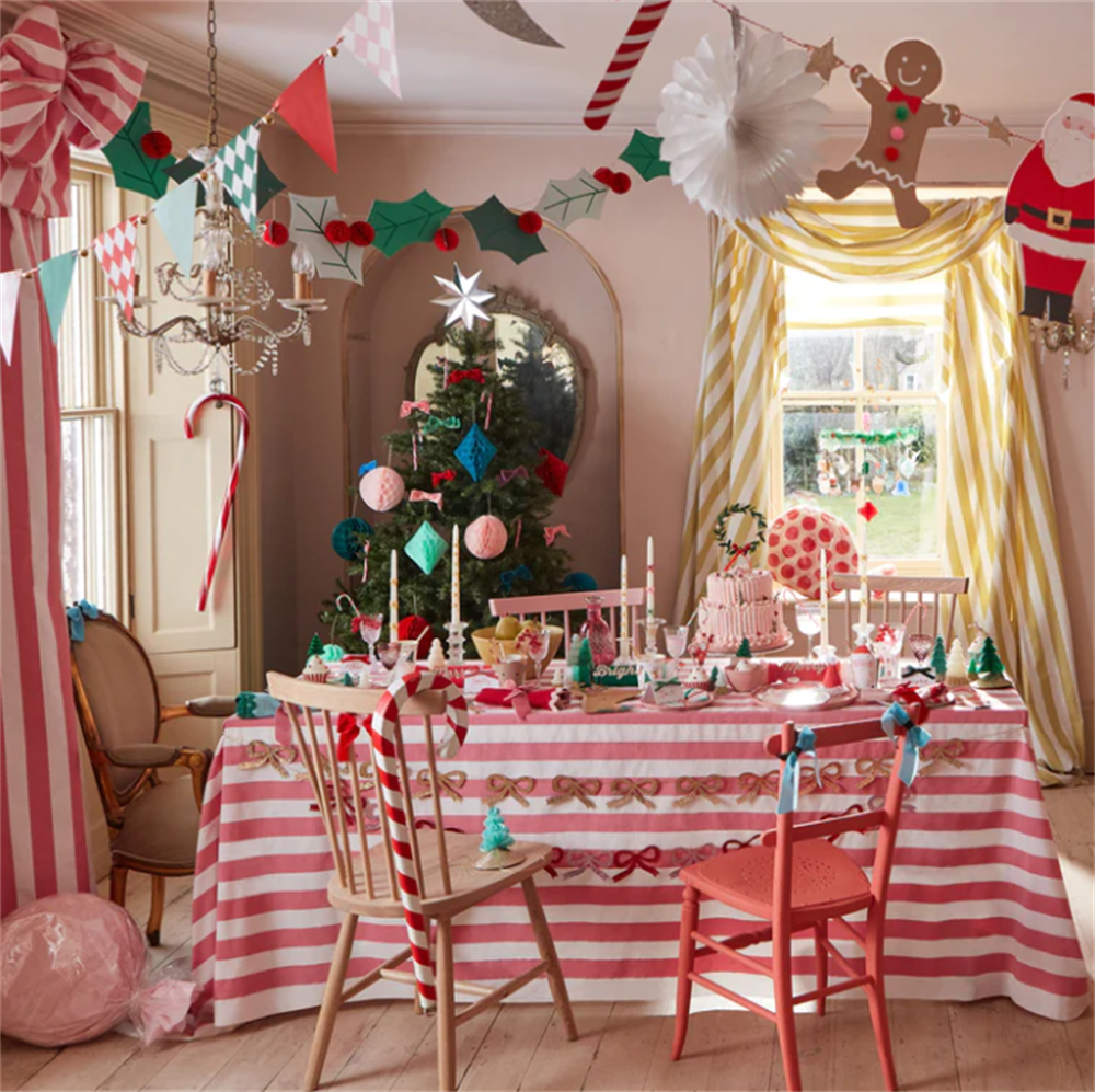 Meri Meri - Gold Glitter Bow Garland - Altın Parıltılı Kurdele Süs