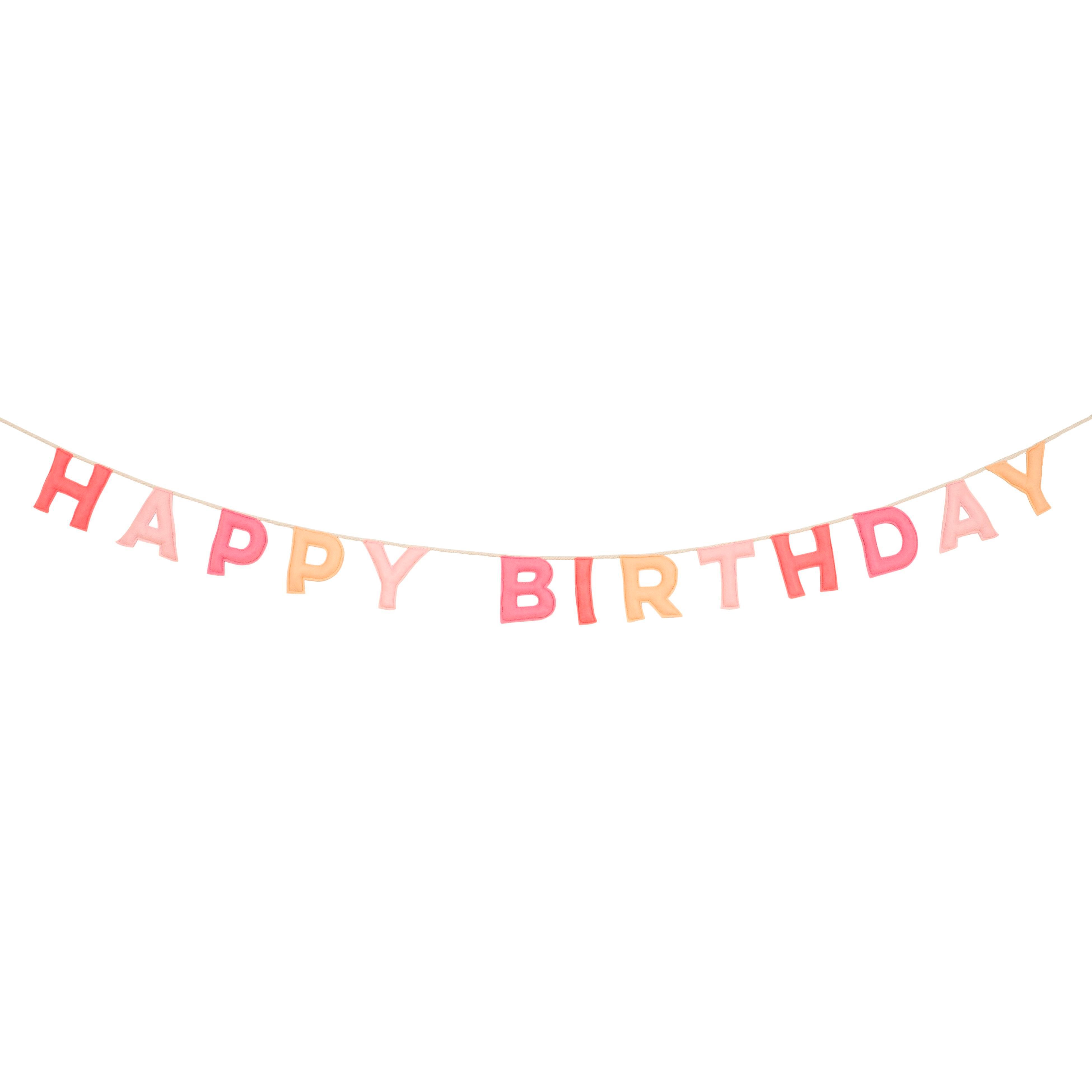 Meri Meri - Happy Birthday Keçe Asılan Süs - Pembe