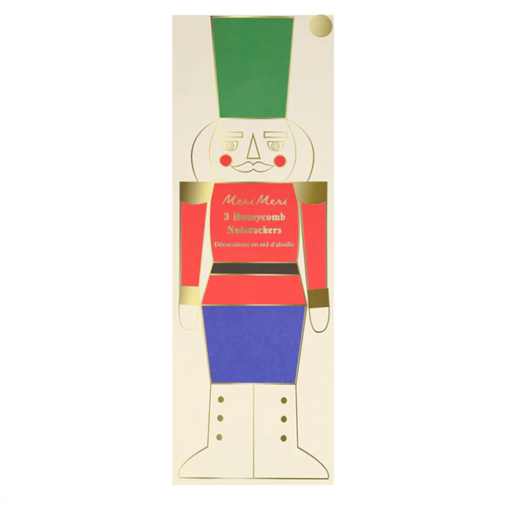 Meri Meri - Honeycomb Nutcracker Decorations - Nutcracker Dekorlar (3'lü)