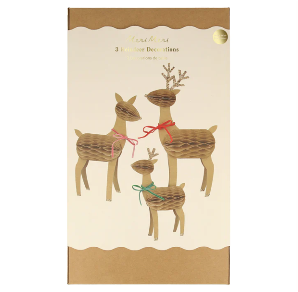 Meri Meri - Honeycomb Reindeer Family - Rengeyiği Ailesi Dekorlar (3'lü)
