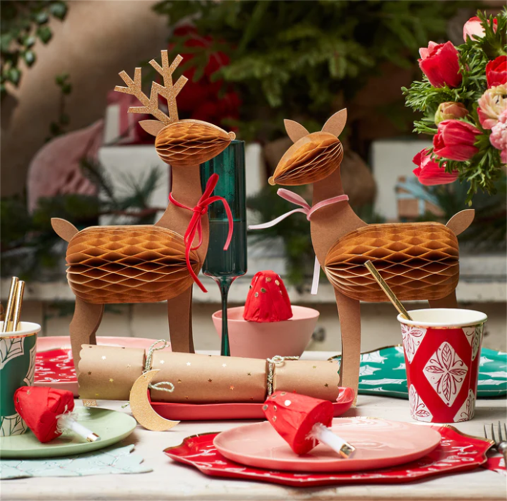 Meri Meri - Honeycomb Reindeer Family - Rengeyiği Ailesi Dekorlar (3'lü)