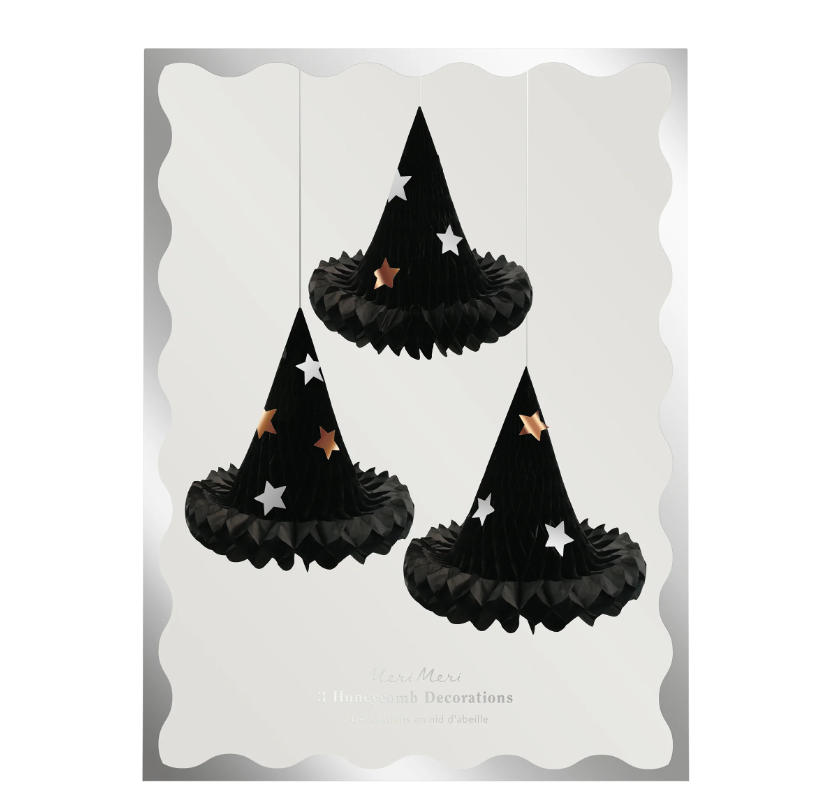 Meri Meri - Honeycomb Witch Hat Decorations - Cadı Şapkası Asılan Süsler (3'lü)