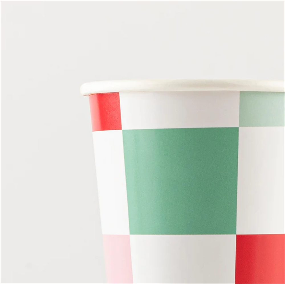 Meri Meri - Multi Check Cups - Kareli Bardaklar (8'li)