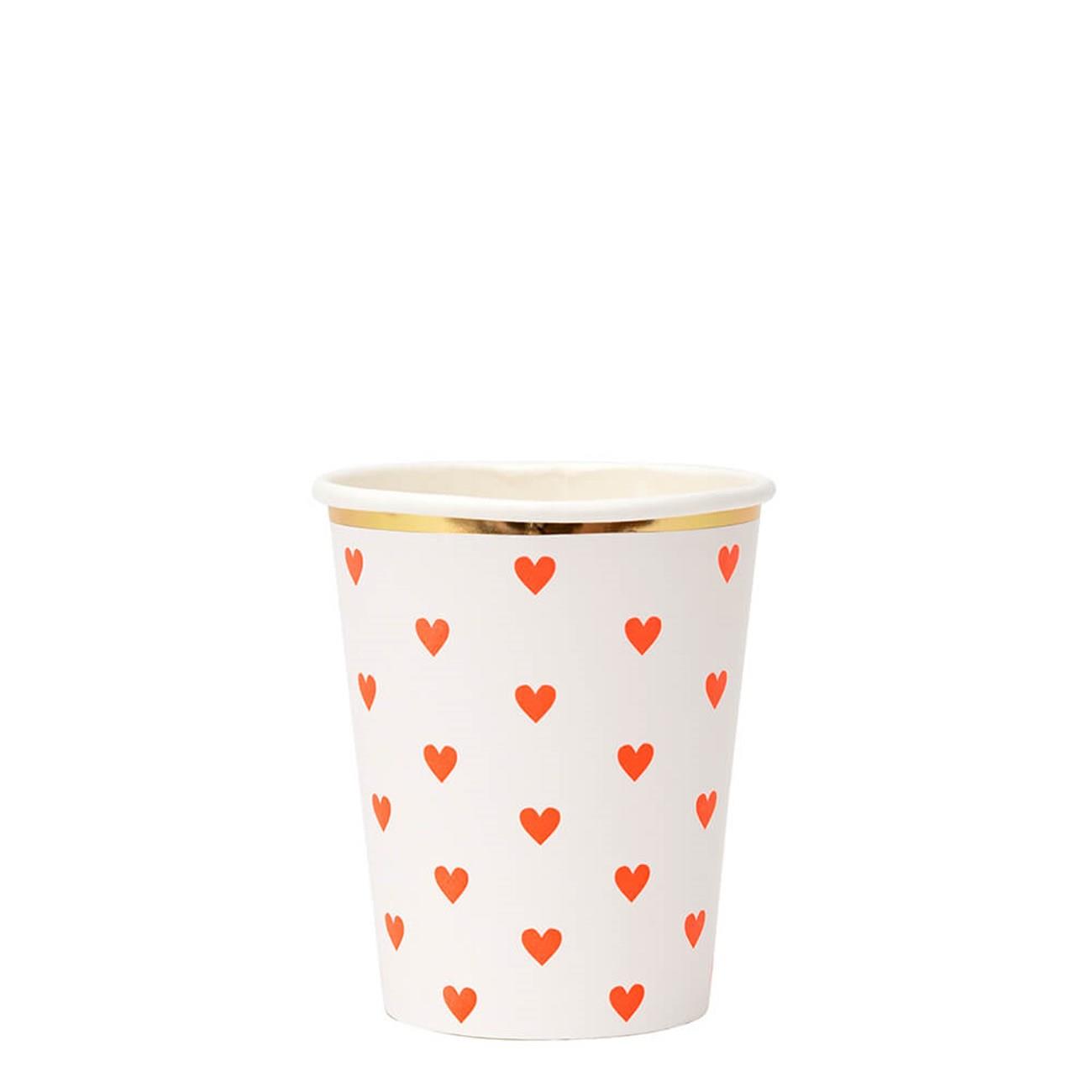 Meri Meri - Party Palette Heart Cups - Pastel Kalpli Bardaklar - 8'li