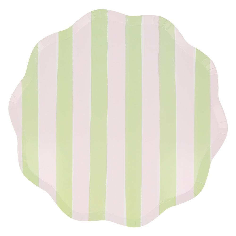 Meri Meri - Pastel Çizgili Tabaklar - L - 8 Adet