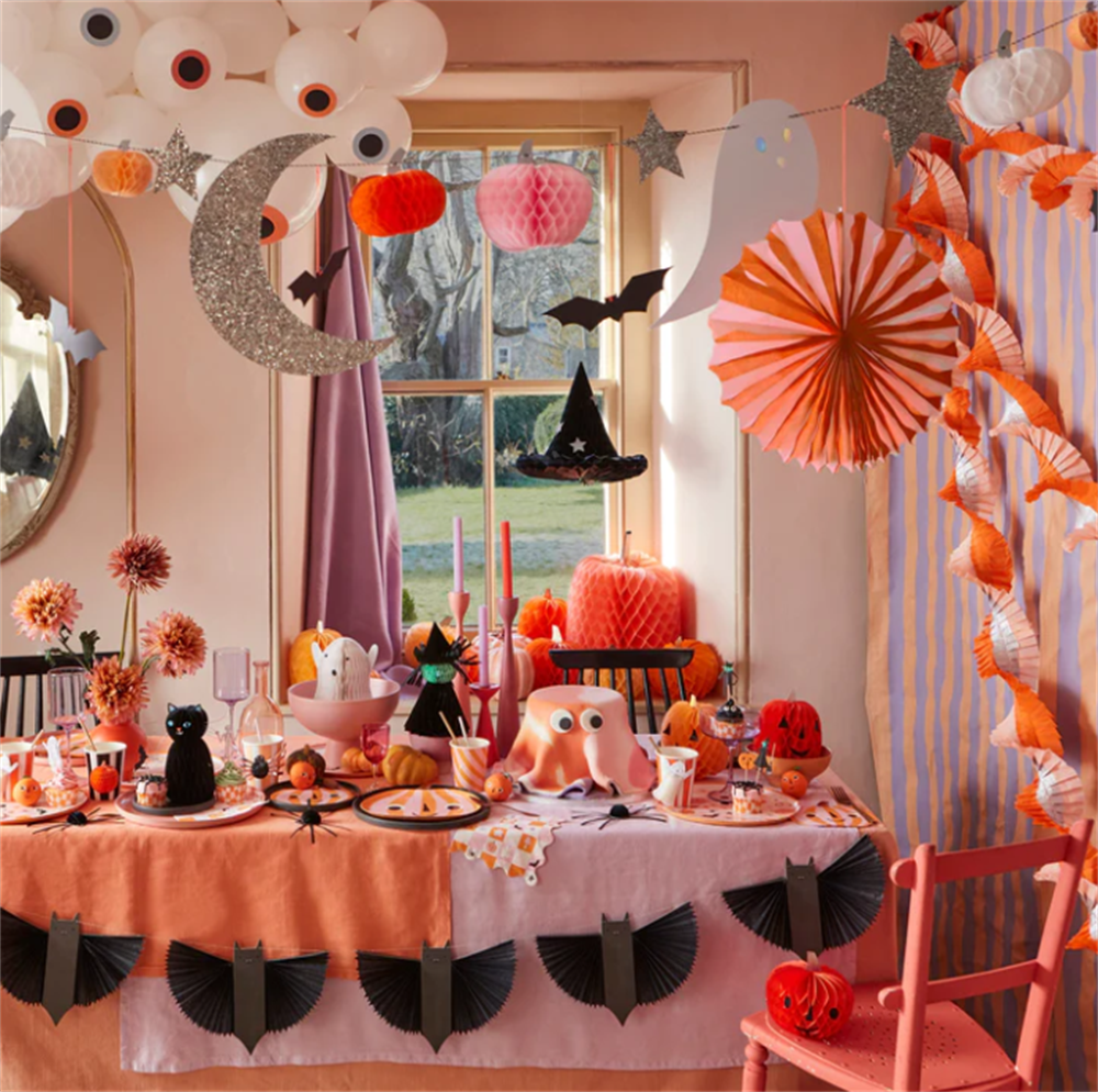 Meri Meri - Pastel Honeycomb Halloween Garland - Halloween Pastel Tonlar Asılan Süs