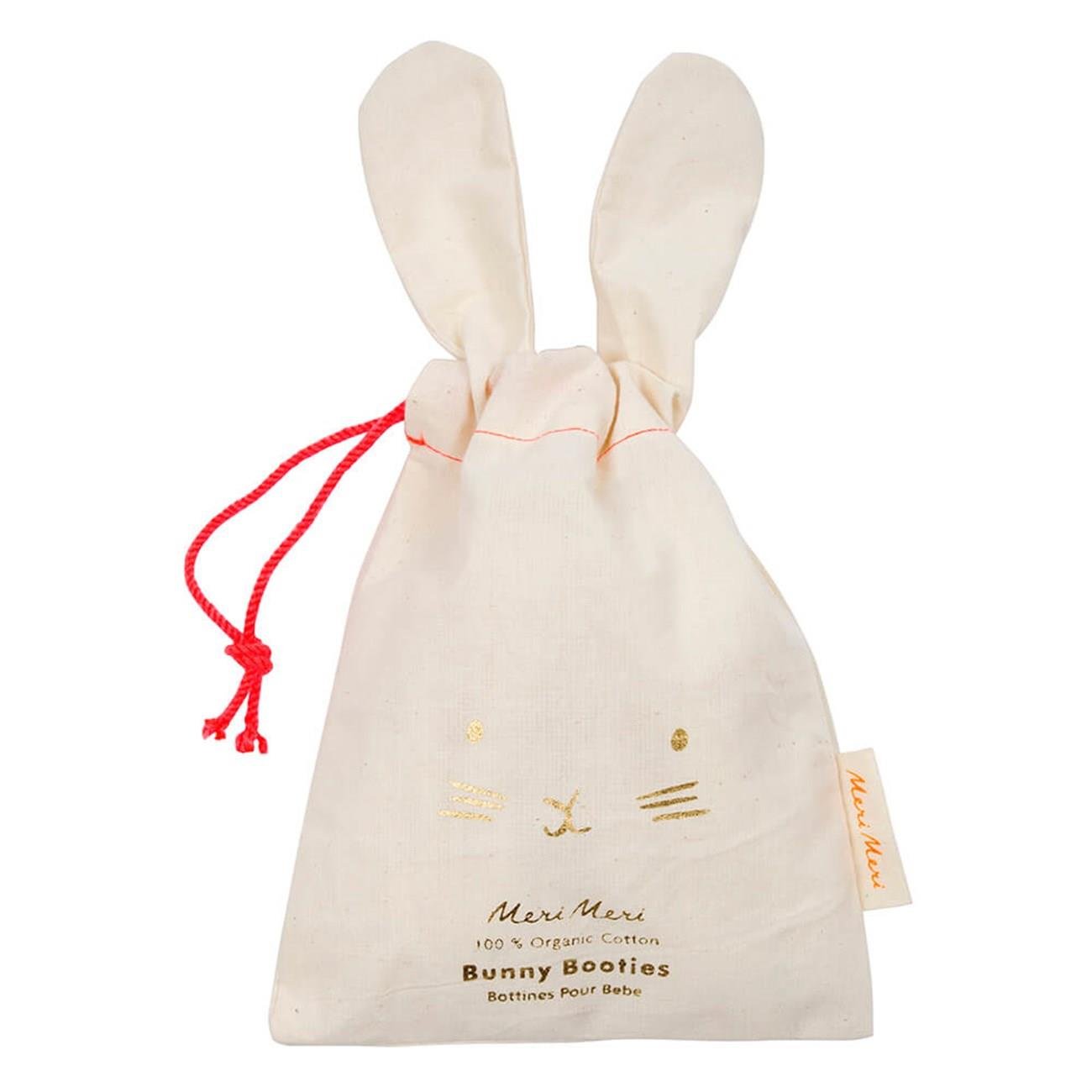 Meri Meri - Peach Bunny Baby Booties - Şeftali Tavşanlı Bebek Patiği