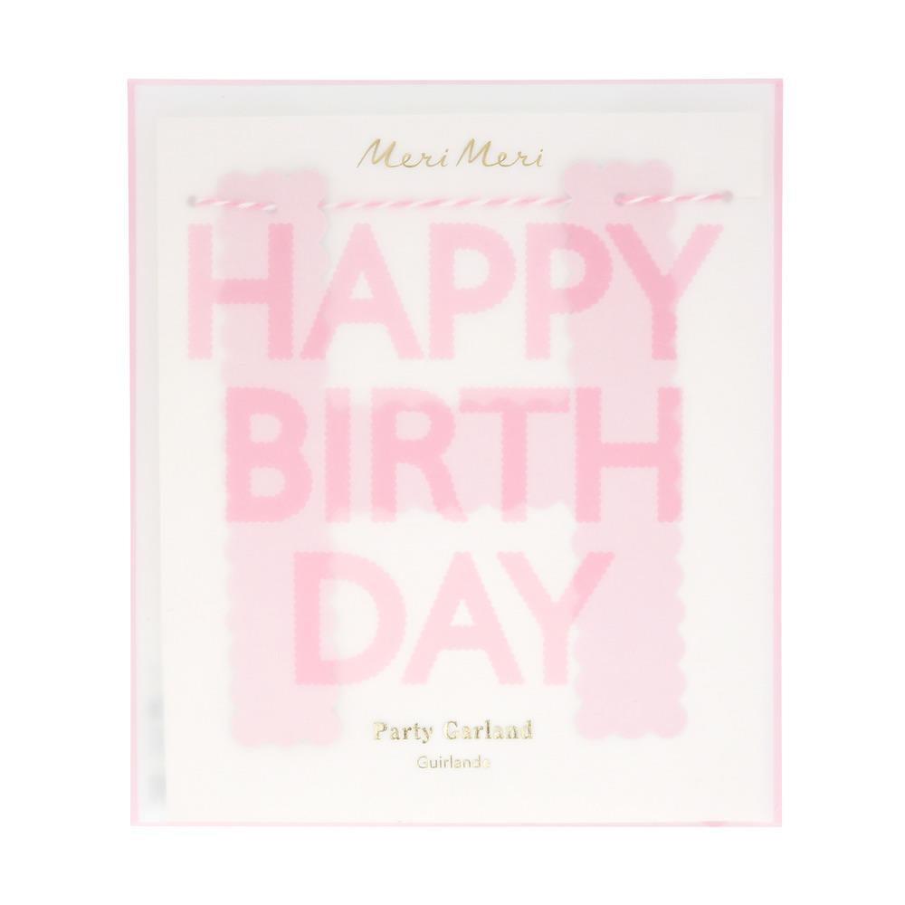Meri Meri - Pembe Happy Birthday Asılan Süs