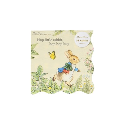 Meri Meri - Peter Rabbit In The Garden Small Napkins - Peter Rabbit Bahçede Peçeteler - S - 16'lı