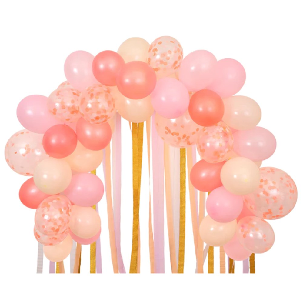 Meri Meri - Pink Balloon & Streamer Garland - Pembe Balonlar & Renkli Şeritler  - 50 balon