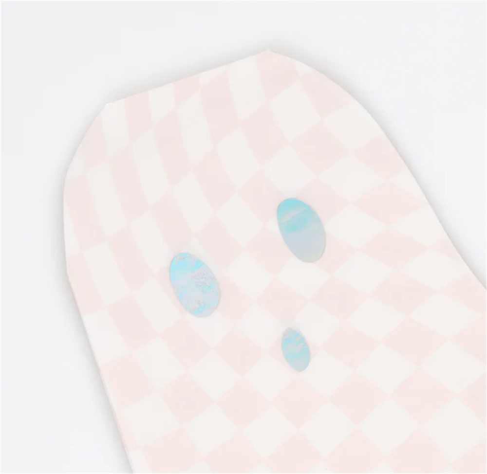 Meri Meri - Pink Checker Ghost Plates - Pembe Hayalet Tabaklar (8'li)
